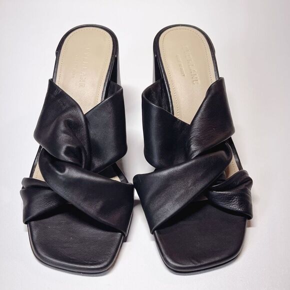 Everlane The Day Twist Heel Black Italian Leather Sandals Size 8 NEW - Picture 8 of 16